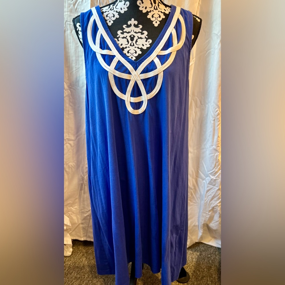 Lilly Pulitzer Blythe Bomber Blue swing Dress with Decorative Neckline